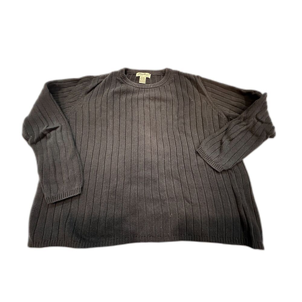 Eddie Bauer 90s Vintage Black Ribbed Sweater Cotton XL Women's